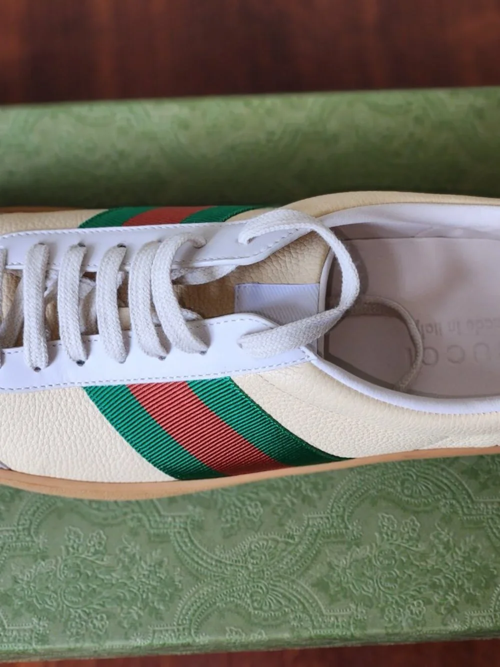 NIB Gucci G74 Web Low 'Oatmeal' sneakers G 9 US 9.5